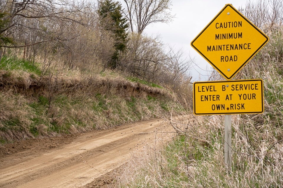 Loess Hills Backroads Lower Peach Avenue in Monona County. Iowa Road